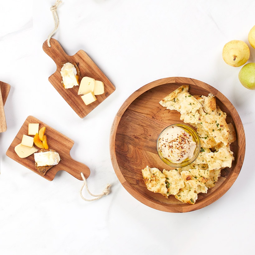 Acacia Wood Chip and Dip Platter or Set of 2 Charcuterie Boards