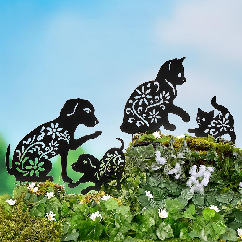 Silhouette Animal Stake Dog or Cat