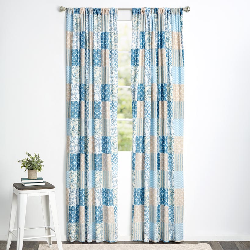 Coastal Coral Patch Window Panel 50" x 63" or 50" x 84"