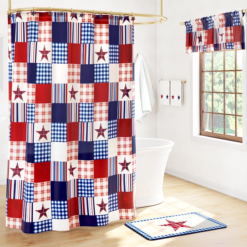 United Plaids Shower Curtain, Bath Rug, Hand Towels