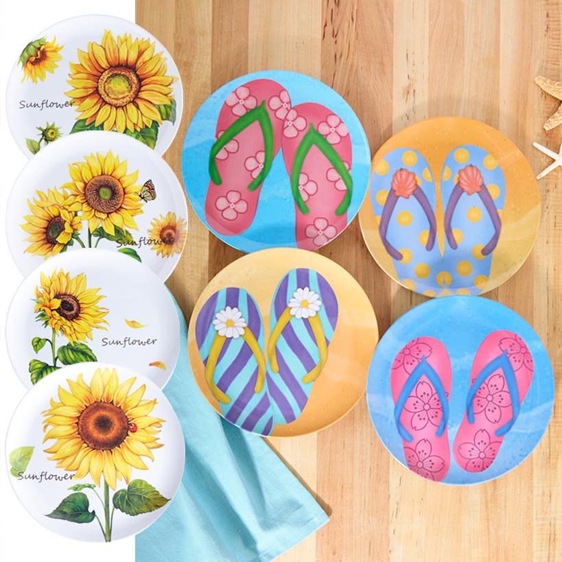 Summer Dining Melamine Plates Set of 4