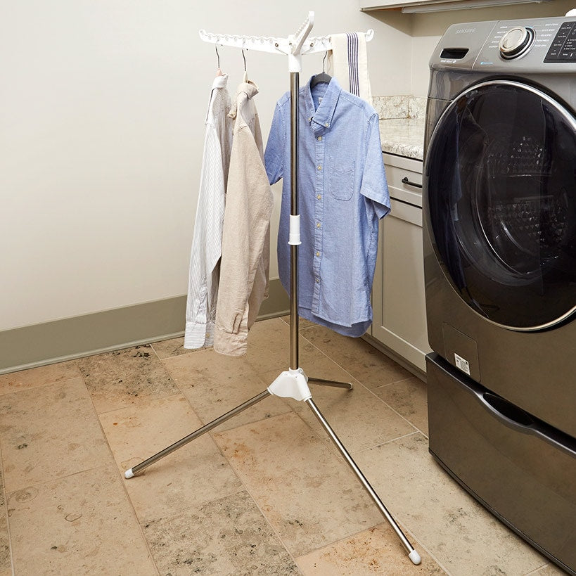 Space-Saving Folding Laundry Clothing Drying Rack with 3 Arms