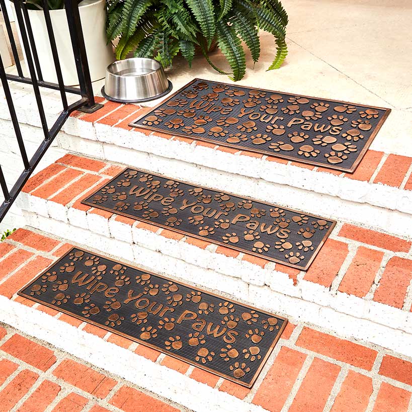 Rubber Stair Treads Set of 2 or Doormat, Wipe Your Paws