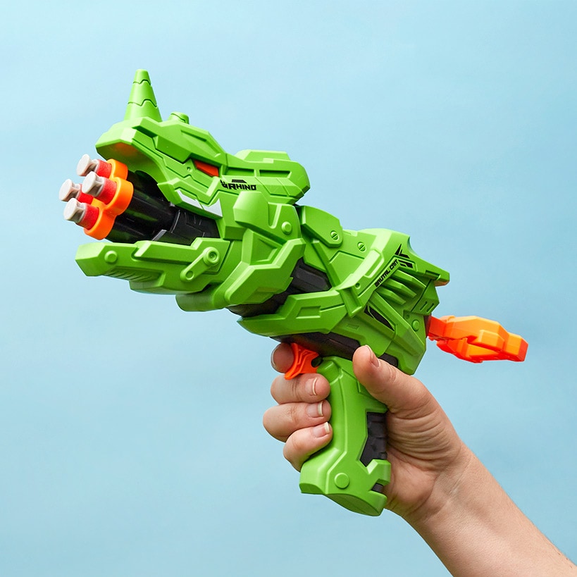 Dino Foam Dart Blaster - 4 Dart Capacity for Ultimate Target Practice Fun
