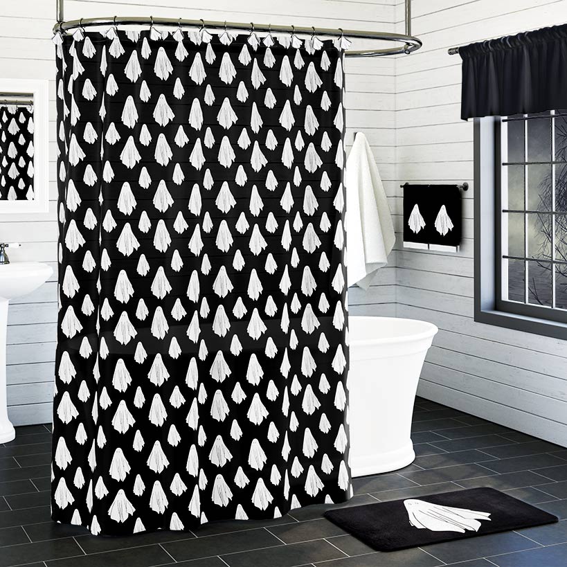 Halloween Ghost Shower Curtain, Hooks, or Memory Foam Rug