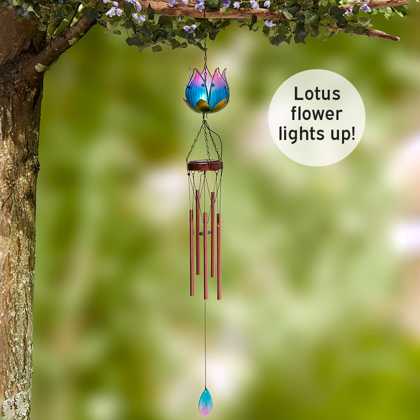Lotus Flower Solar Windchime