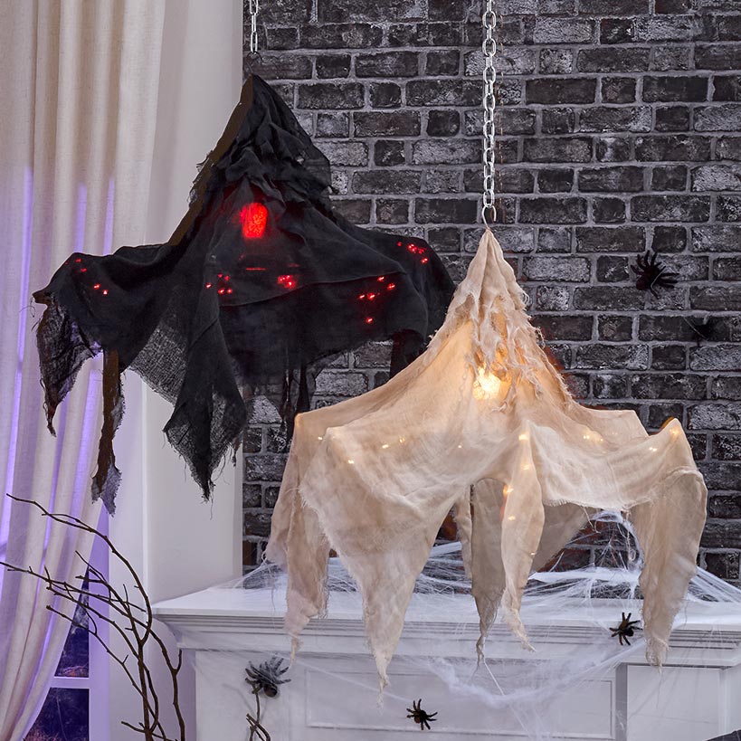 Halloween Shrouded Creepy Chandelier - Black or Chalky