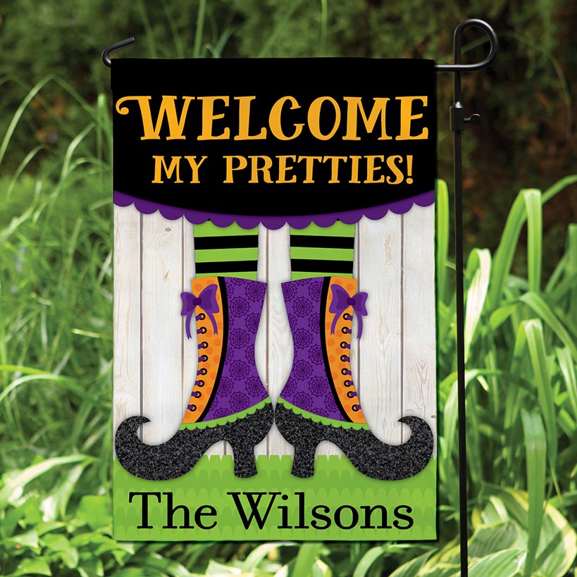 Personalized Halloween Witch Welcome my Pretties Garden Flag