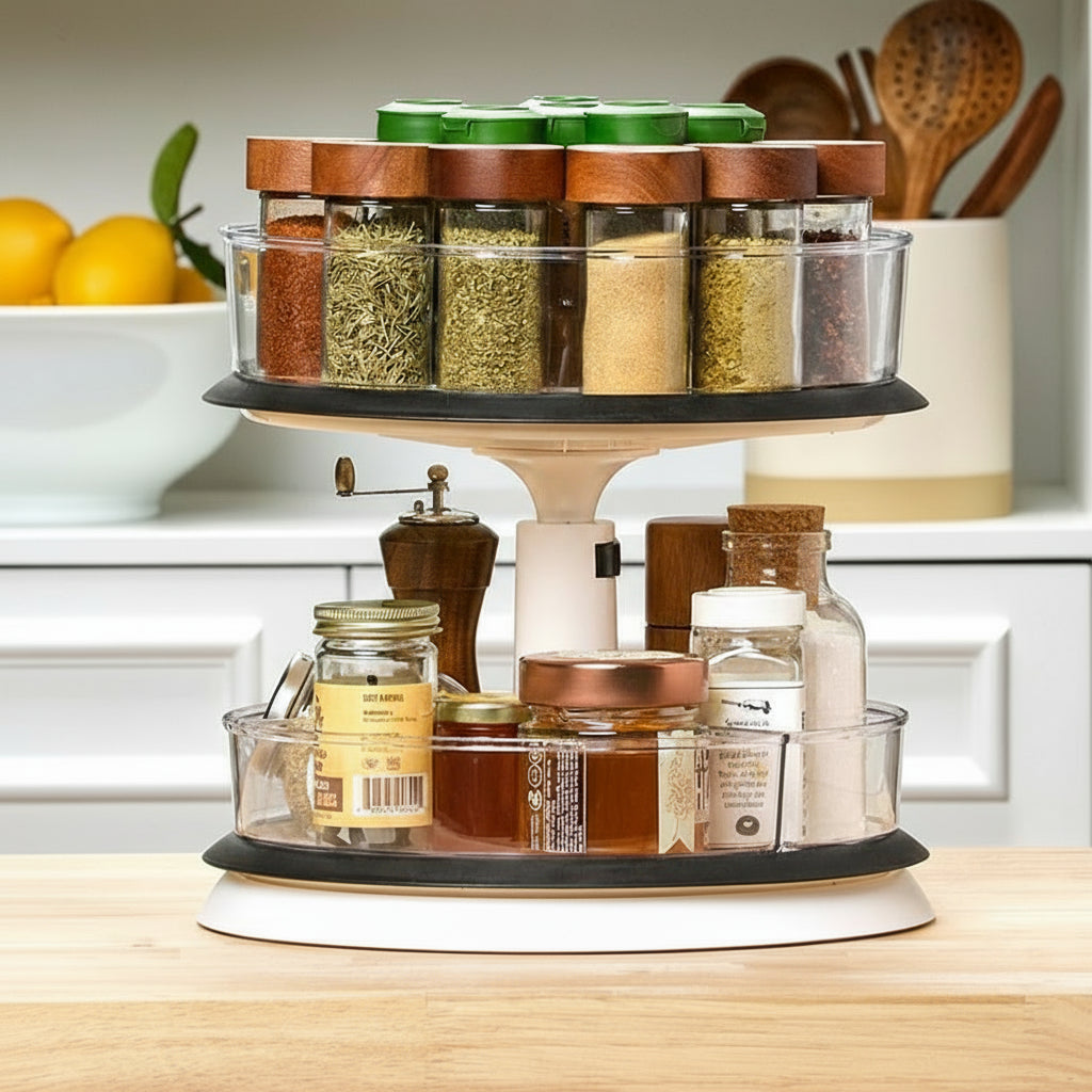 Clear Round Plastic Spinning Cabinet Organizer - Expandable