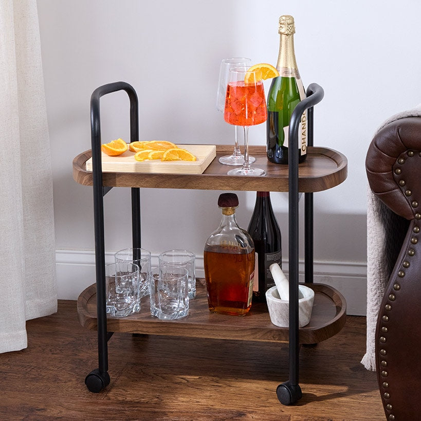 Kitchen or Bar Serving Cart with Wheels - 2-Tier