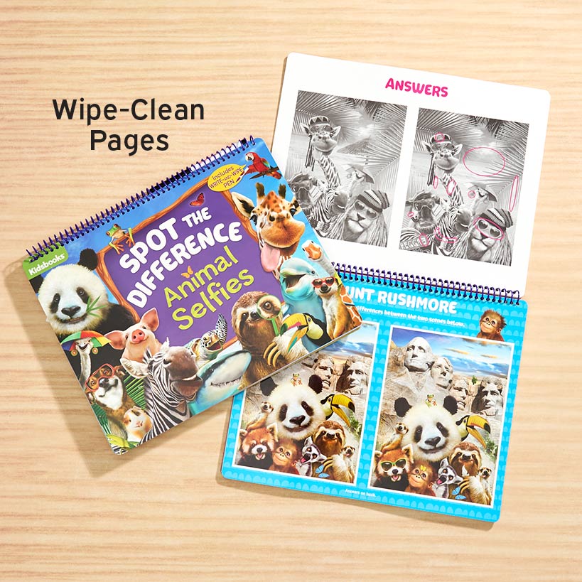 Kidsbooks® Spot the Difference Animal Selfies Write & Wipe Book