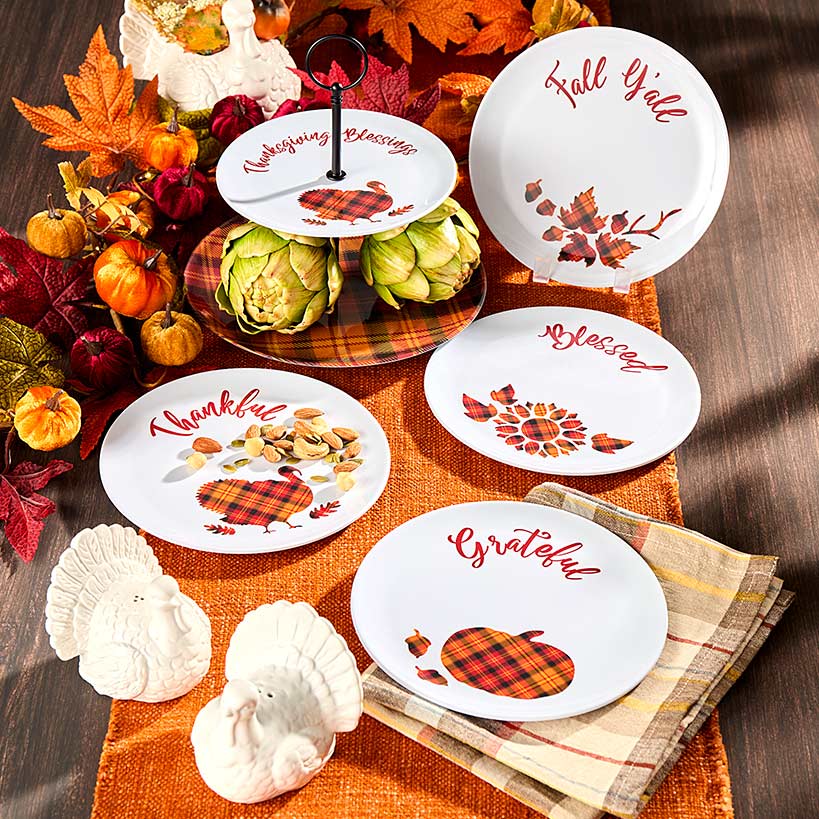 Harvest Plaid Tableware - Salad Plates or Serving Tray