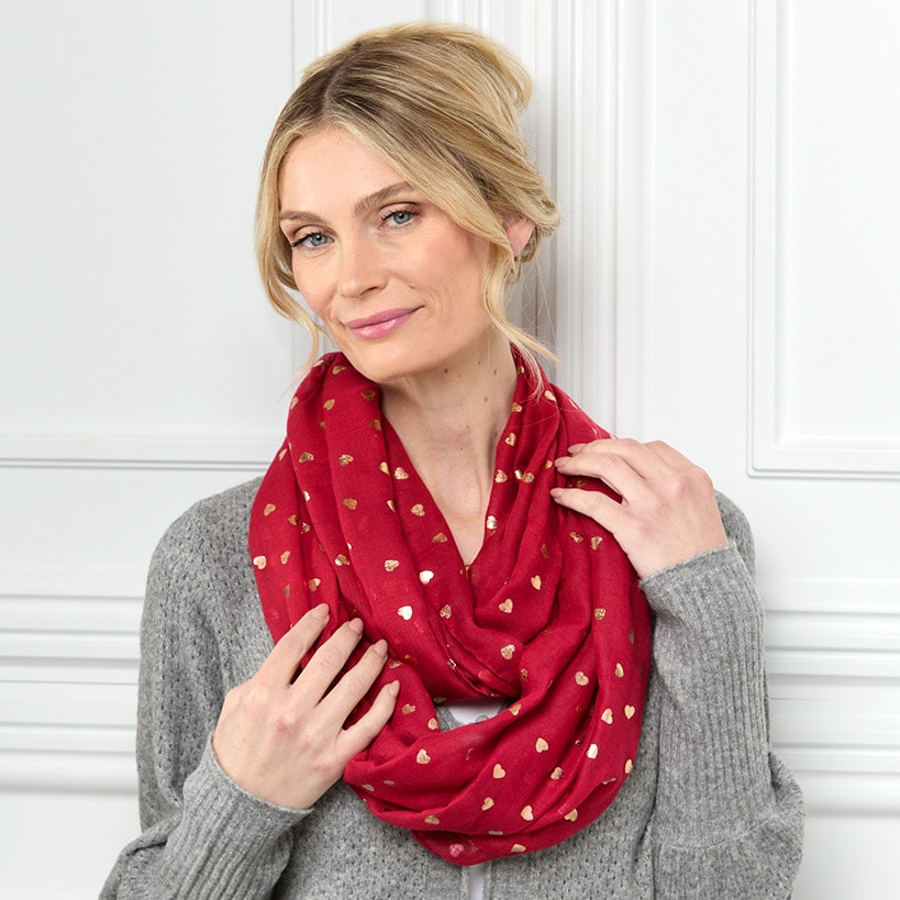 Valentine's Day Scarf Infinity Red 26"W x 35"L
