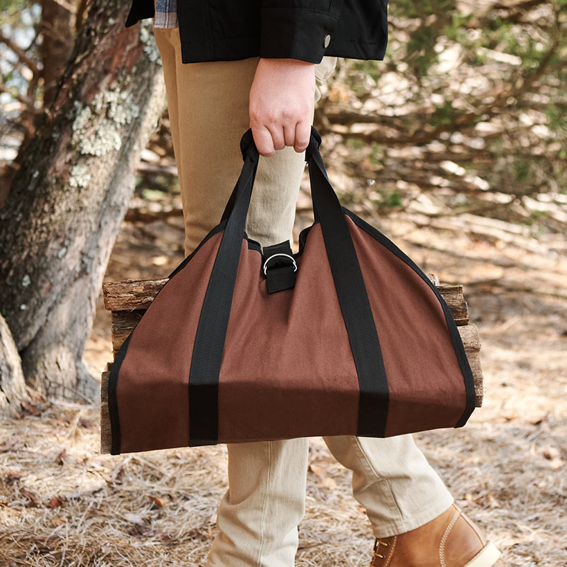 Firewood Carrier And Storage Bag With Carry Straps