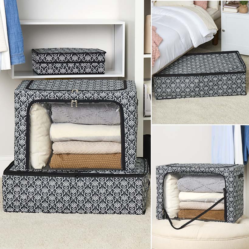 Damask Bedroom or Closet Storage Bin Organizer