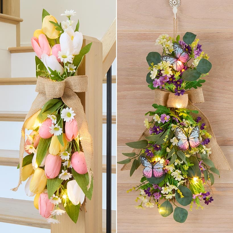Spring Lighted Multi-Use Swag Décor - Easter Or Butterfly
