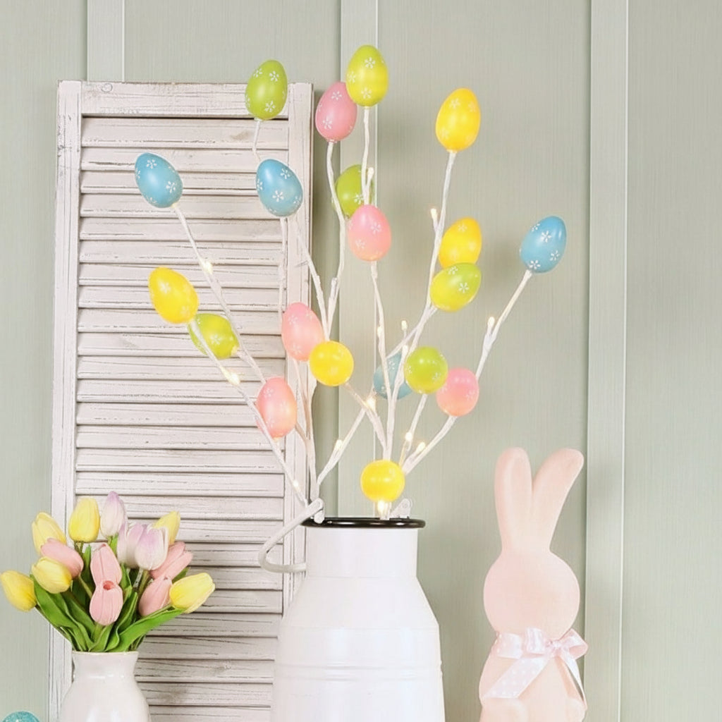 Pastel Easter Egg Lighted Branches - Set of 2 - Battery Operated