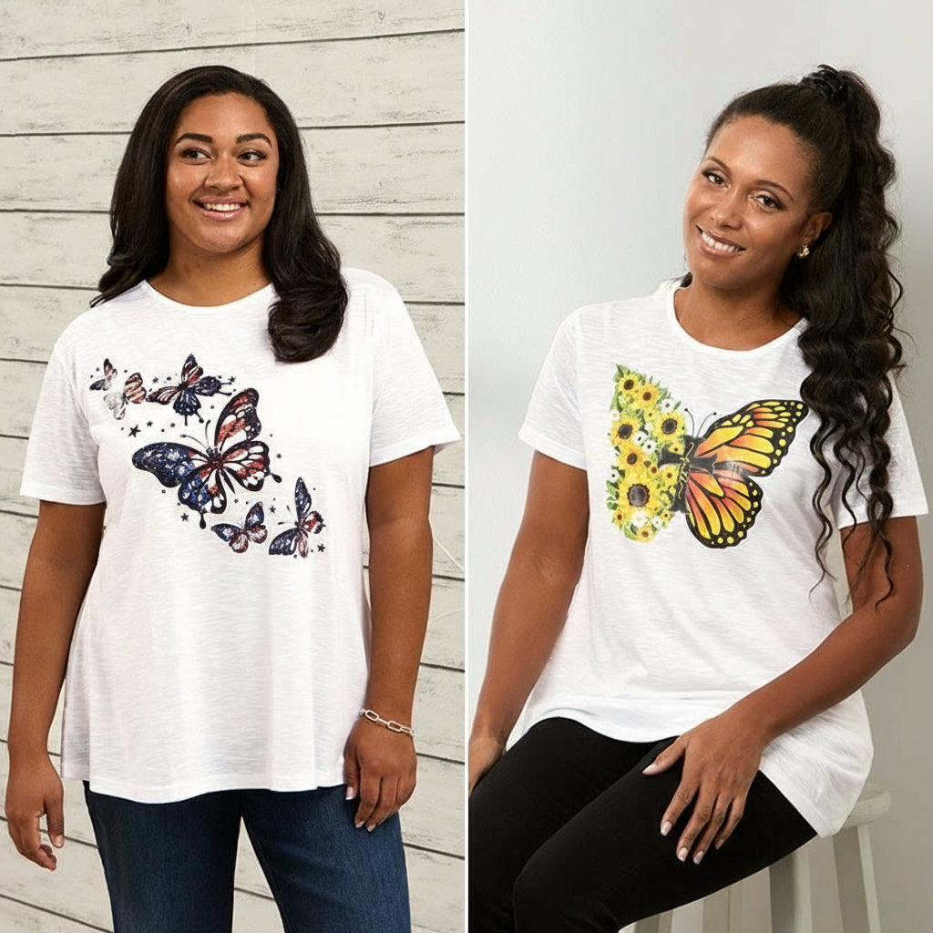 Women's Butterfly Short Sleeve Graphic T-Shirt