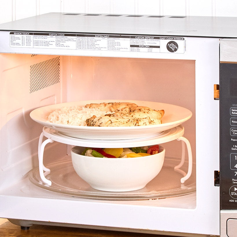 Microwave 4-in-1 Stand, Rack, Splatter Guard, Tray, Stacking Shelf