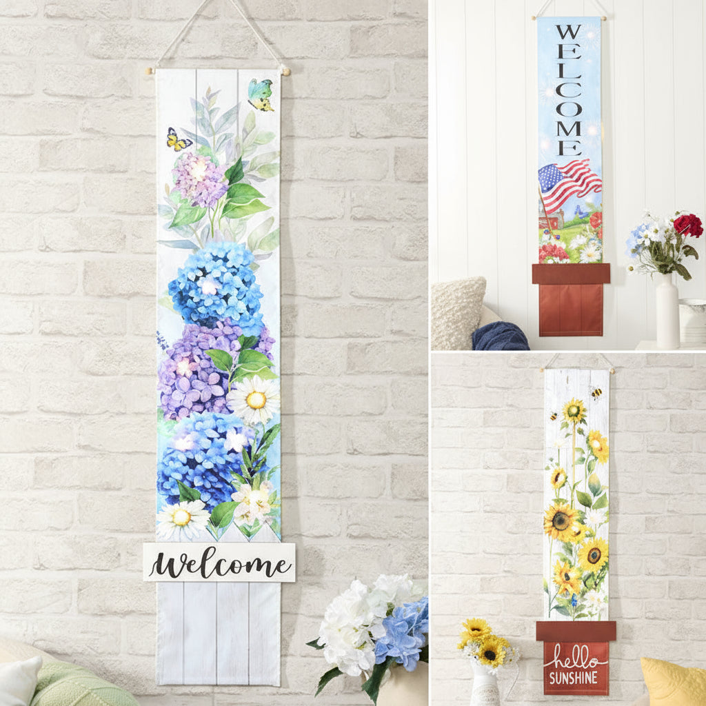 LED Lighted Welcome Banner - Flower or Patriotic 46" Length
