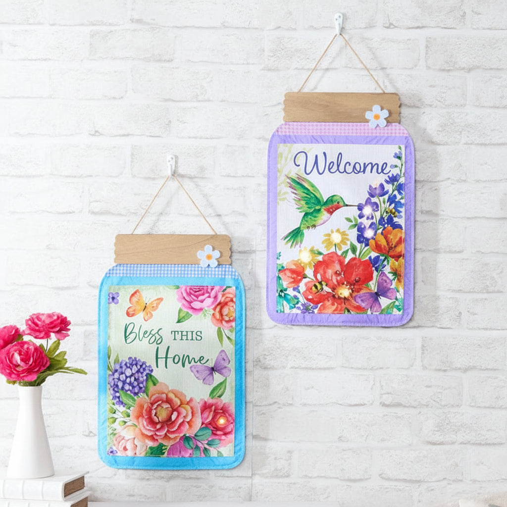 Charming Lighted Mason Jar Wall Decor Butterfly Or Hummingbird