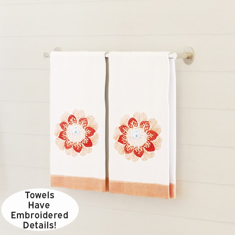Shana Spring Floral Embroidered Hand Towels, Set of 2