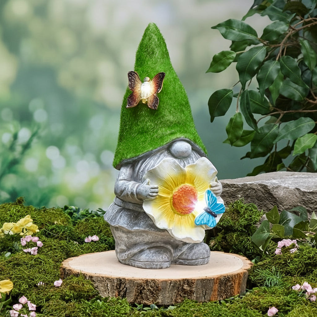 Solar Mossy Gnome Garden Statue