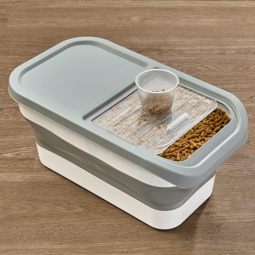 Dog Food Storage Container - Collapsible, 18LB Capacity, Sliding Lid