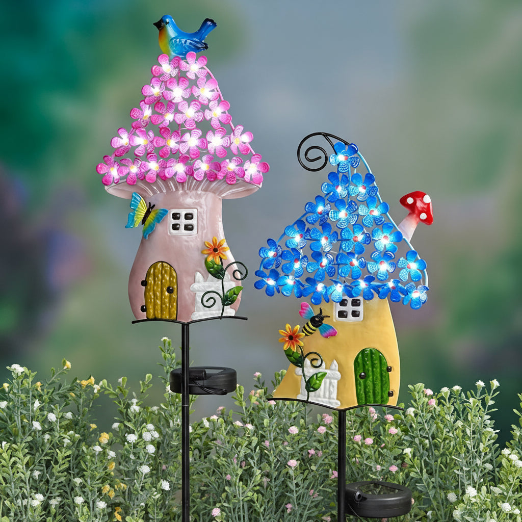 Solar Fairy Cottage House Garden Stake