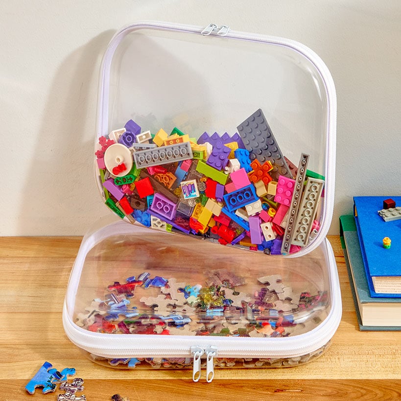 Clear Hard Plastic Zipper Container for Travel - 2-Pk.