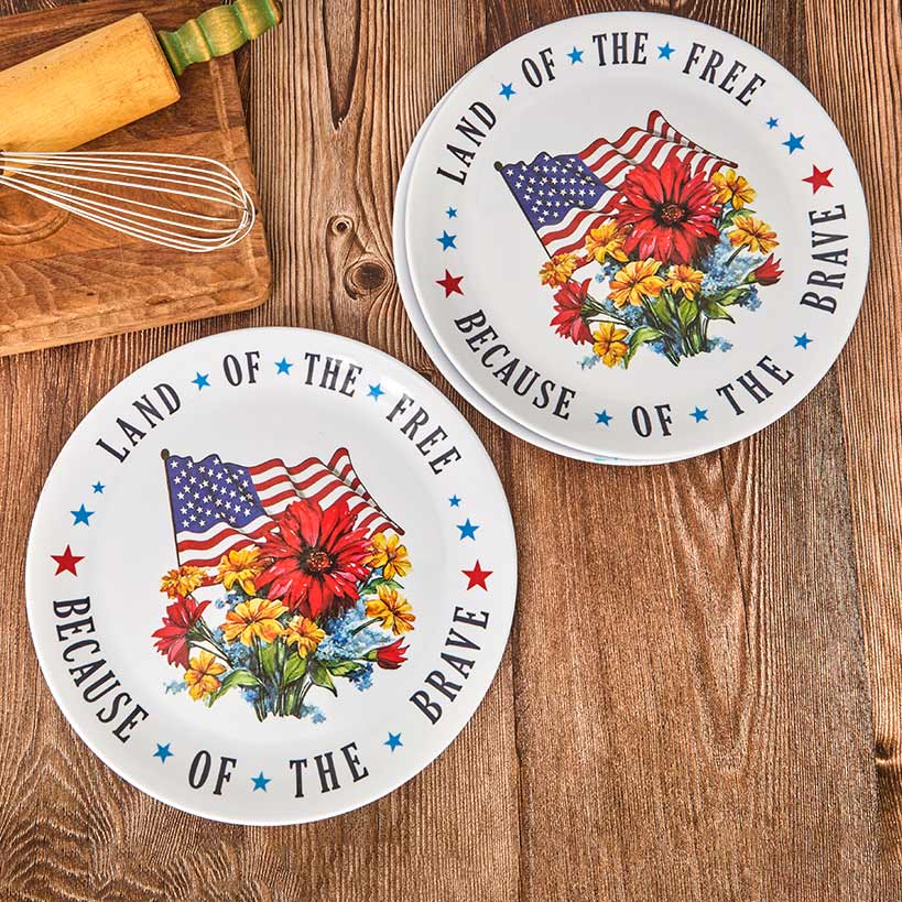 Patriotic American Melamine 12" Serving Platters - Set of 3