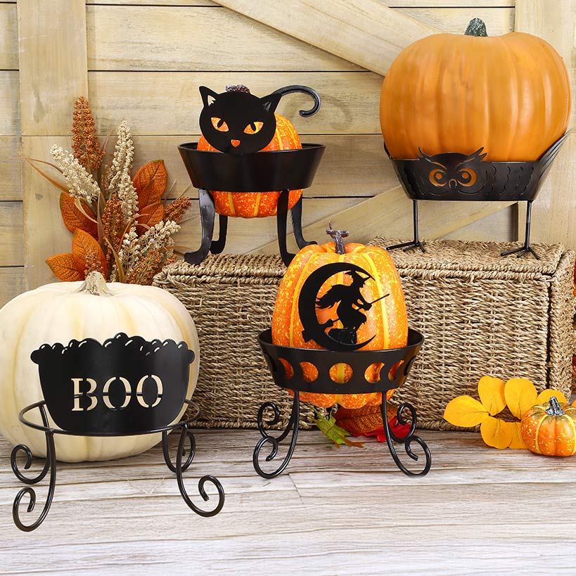 Halloween Pumpkin Holder In Boo Cat Owl Or Witch Design