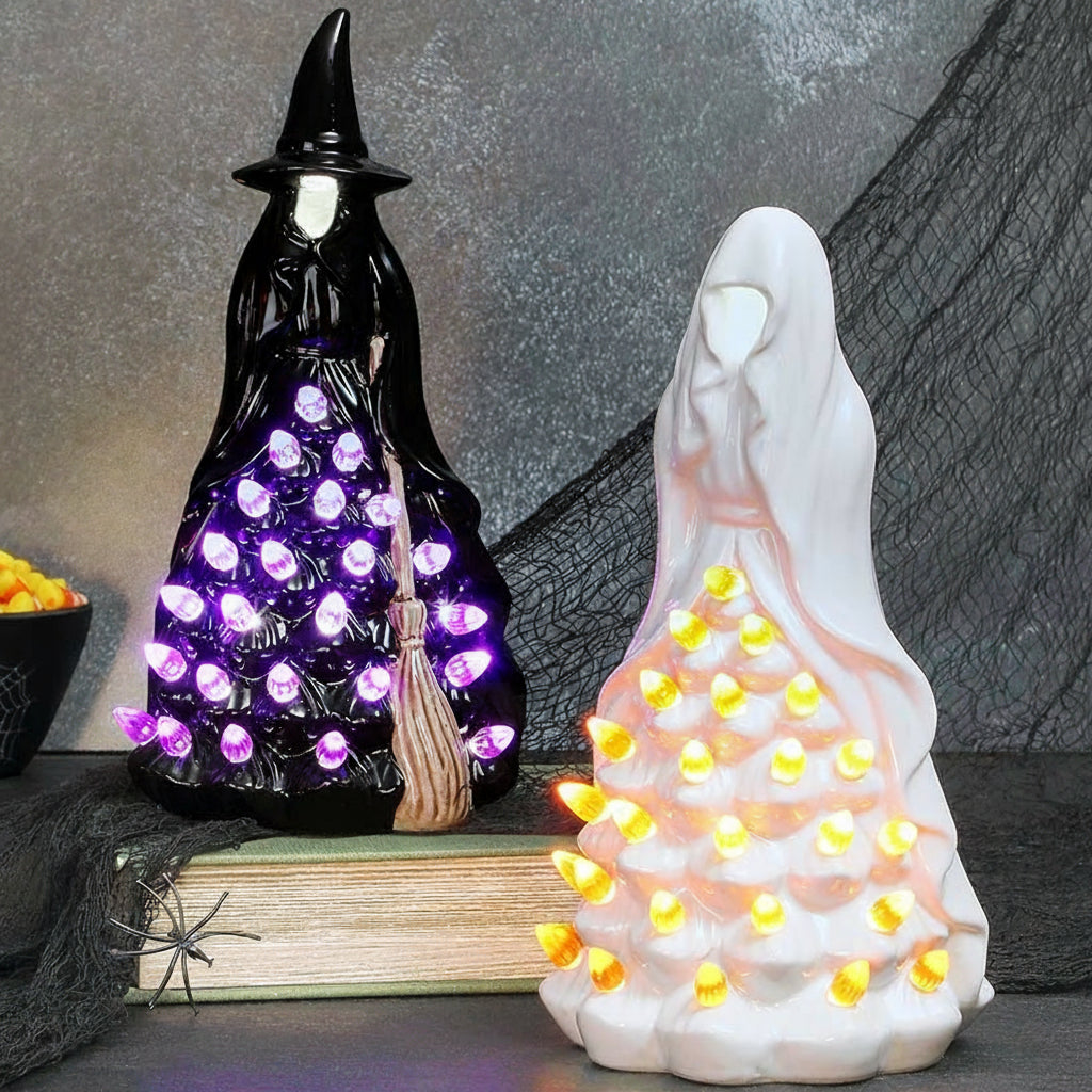 Halloween Witch Or Spirit LED Lighted Ceramic Tabletop Decor
