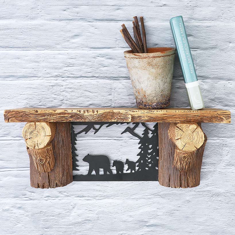 Rustic Lodge Style Floating Wall Shelf 15"