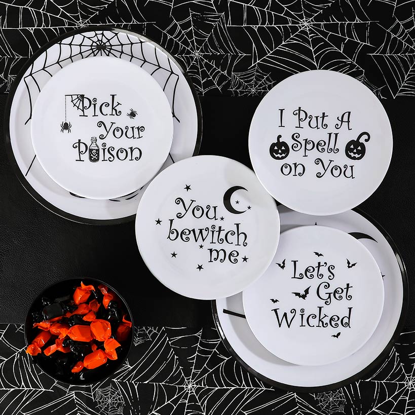 Whimsical Halloween Salad Plates-Set of 4