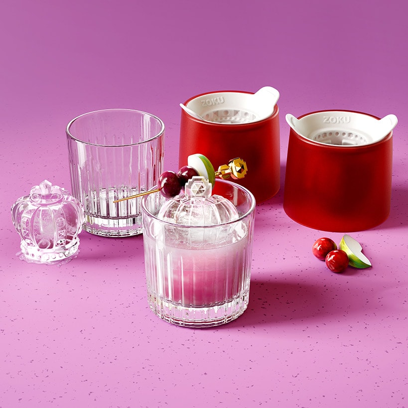Cocktail Glass and Crown Ice Mold Gift Set