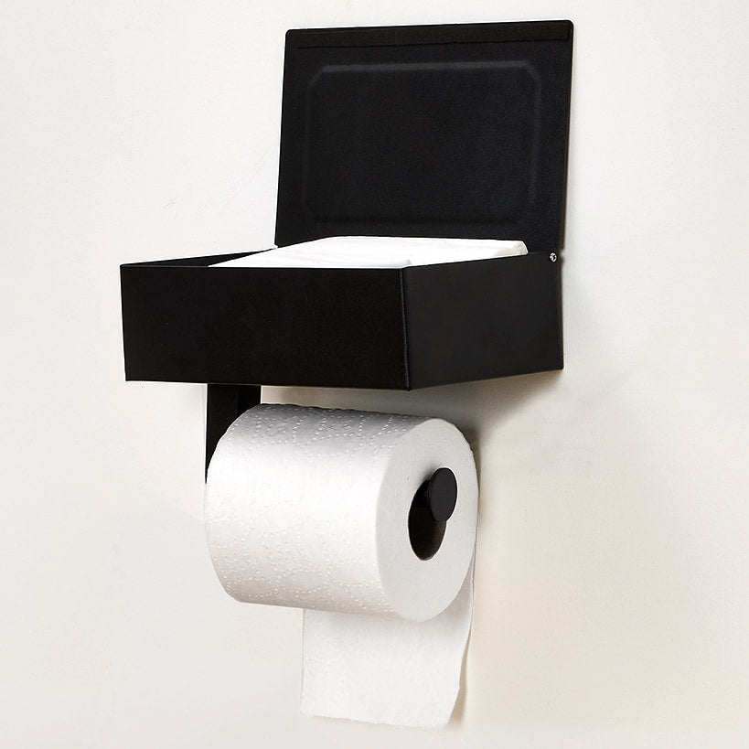 Metal Bathroom Toilet Paper and Wipe Holder - Adhesive or Wall Mount