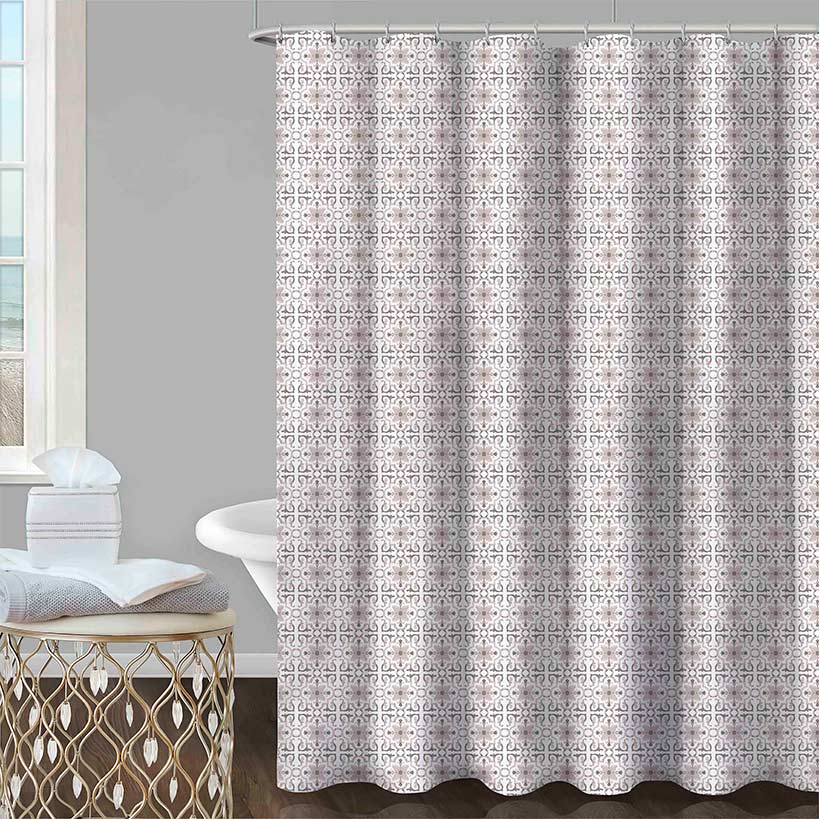 Homewear Floral Infinity Shower Curtain with Hooks