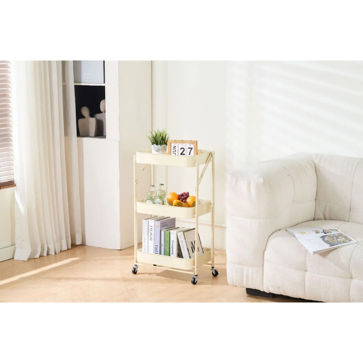 3-Tier Rolling Metal Storage Organizer Mobile Utility Cart