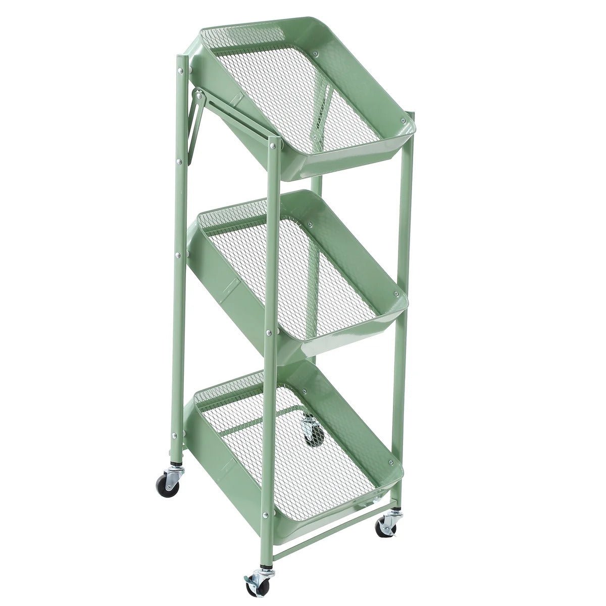3-Tier Rolling Metal Storage Organizer Mobile Utility Cart