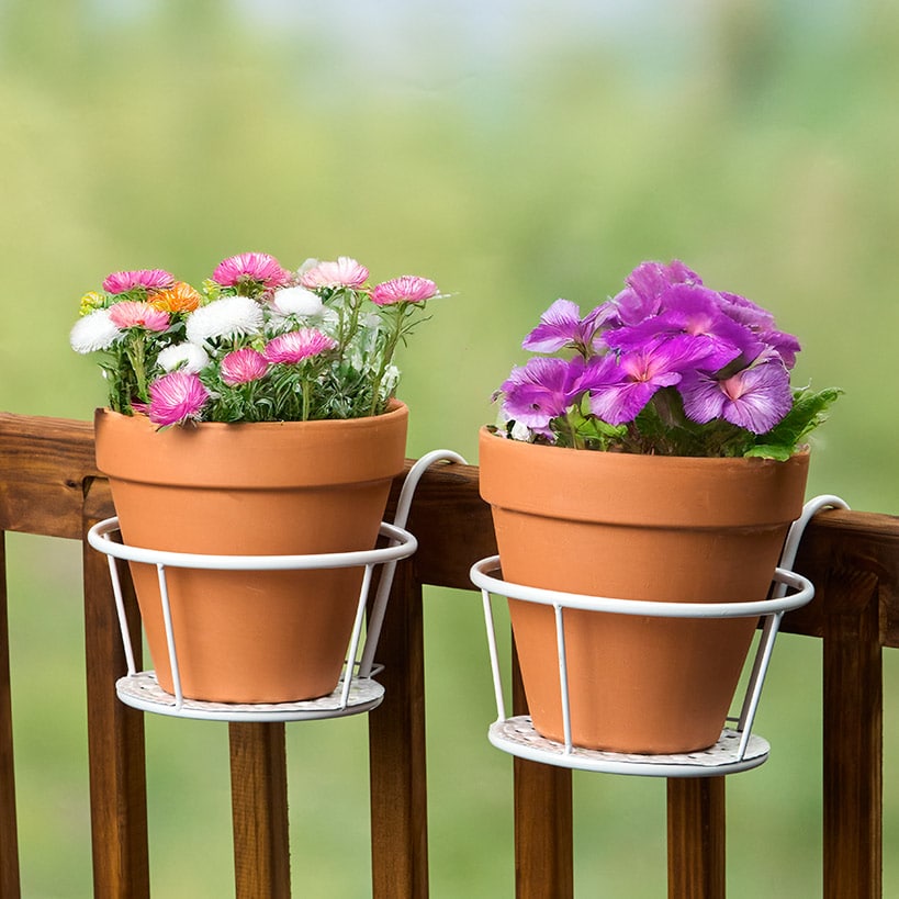Railing Flower Pot Holders for Balcony or Deck 2 Pk