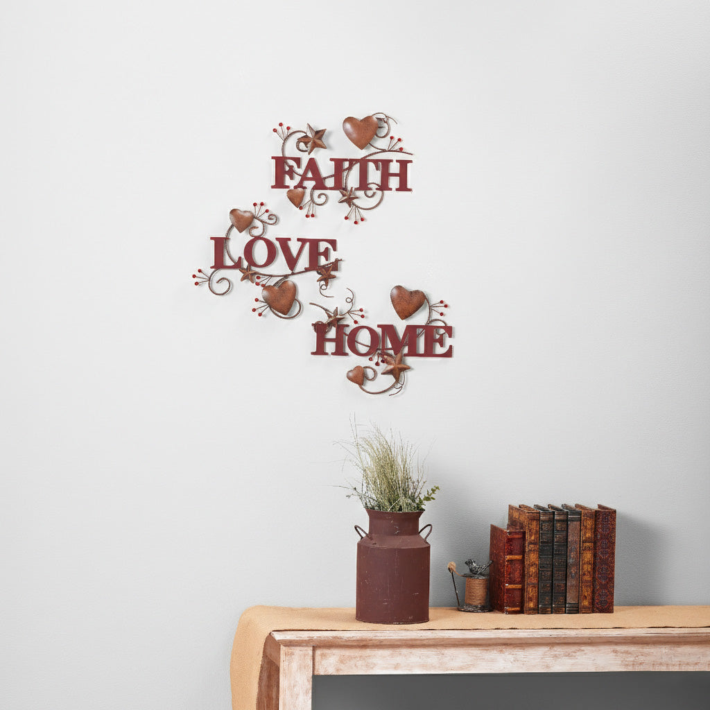 Hearts and Stars Rustic Wall Art - 3 Piece Set
