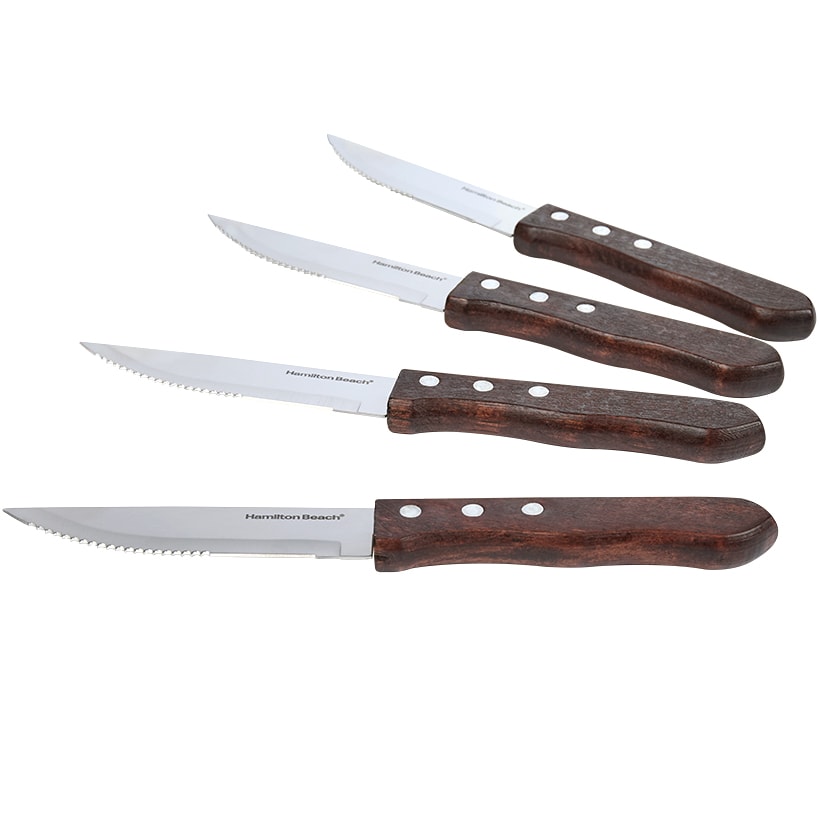 Hamilton Beach Steak Knife Set of 4 with Wooden Handle