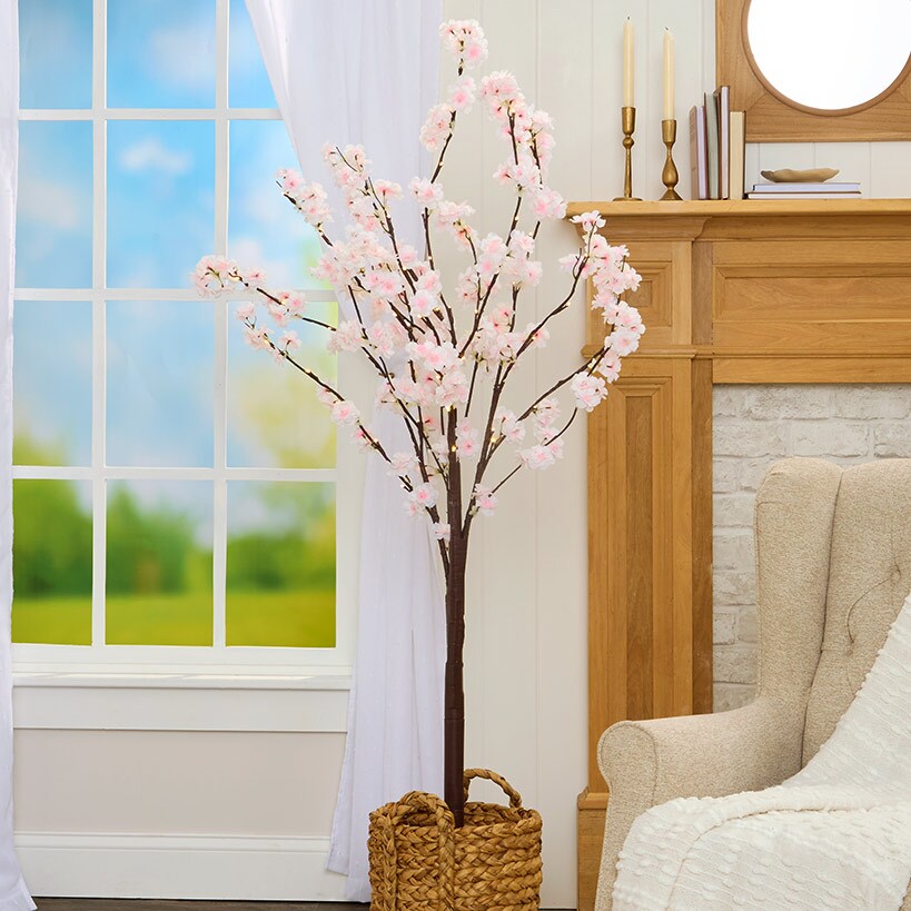 Lighted Cherry Blossom Garland, 2 Pc Branches, Table Tree, or 48" Tree