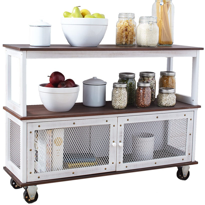 Industrial Rolling Buffet Serving Cart - Kitchen or Bar