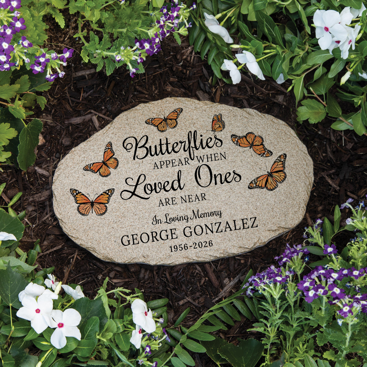 Personalized Butterflies Memorial Garden Stone