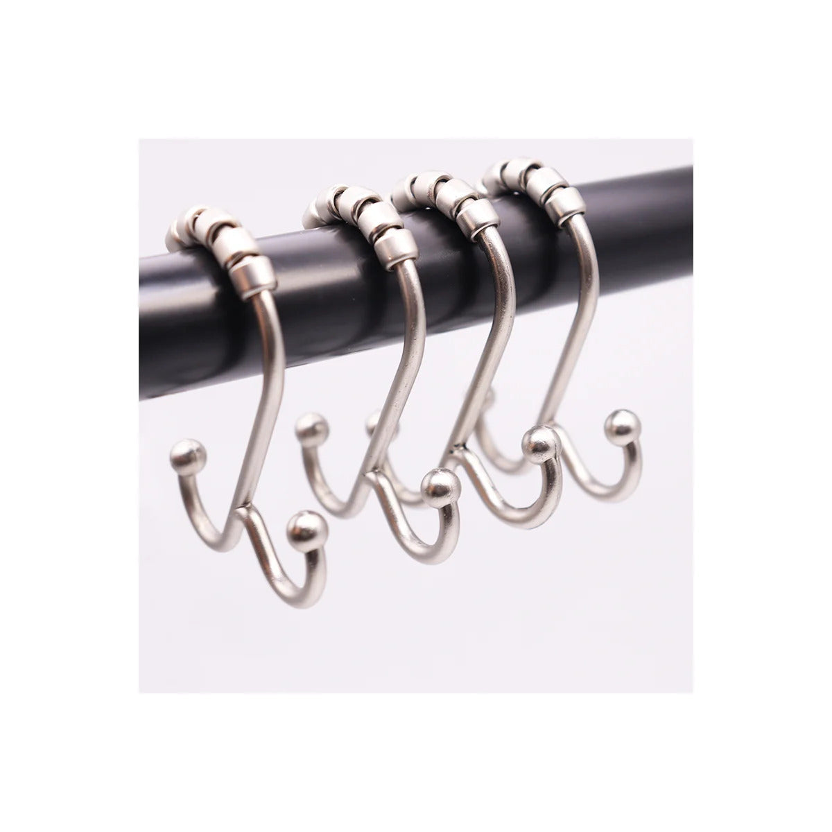 Set of 12 Rust Resistant Shower Curtain Hooks - 6 Designs!