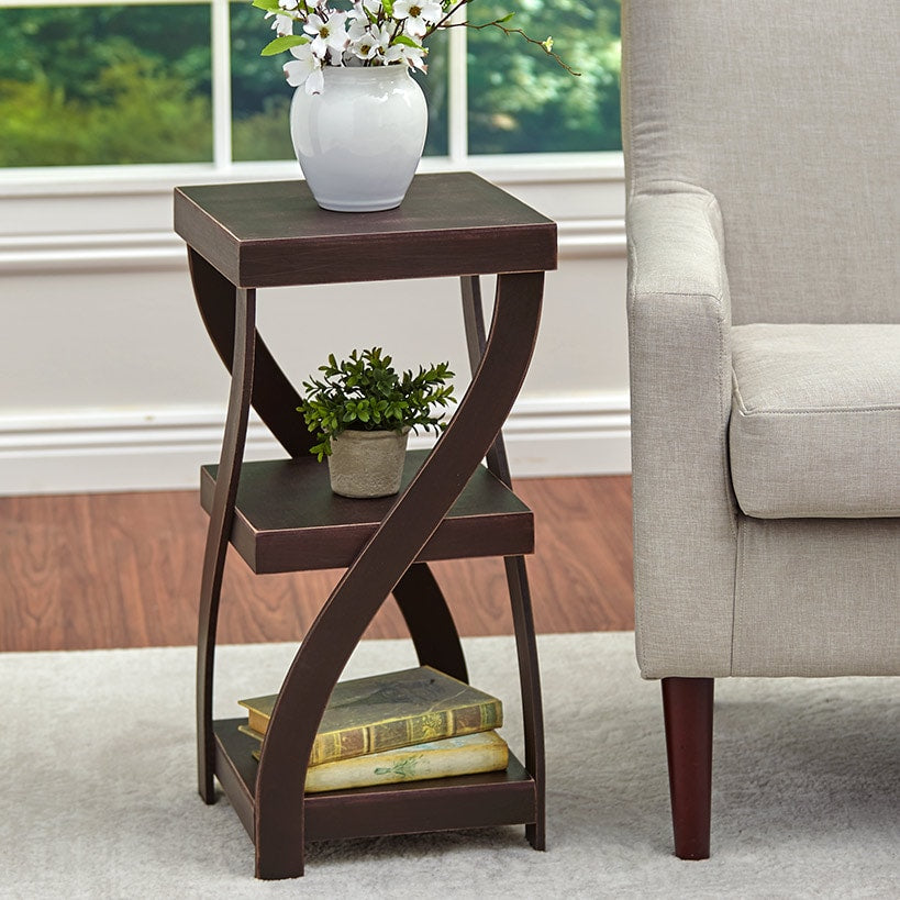 Distressed Twisted Wood Accent Table-Gray, White, Black, or Walnut#select-color_walnut