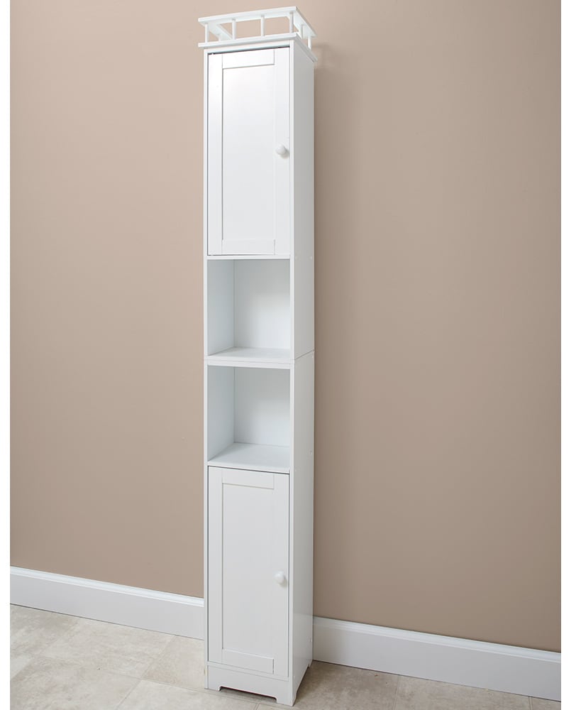Slim Bathroom Freestanding Storage Cabinet with Shelves and Cupboards#select-finish_white