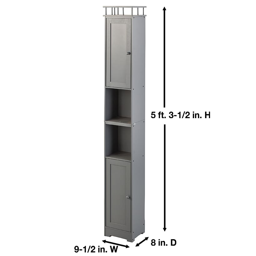 Slim Bathroom Freestanding Storage Cabinet with Shelves and Cupboards